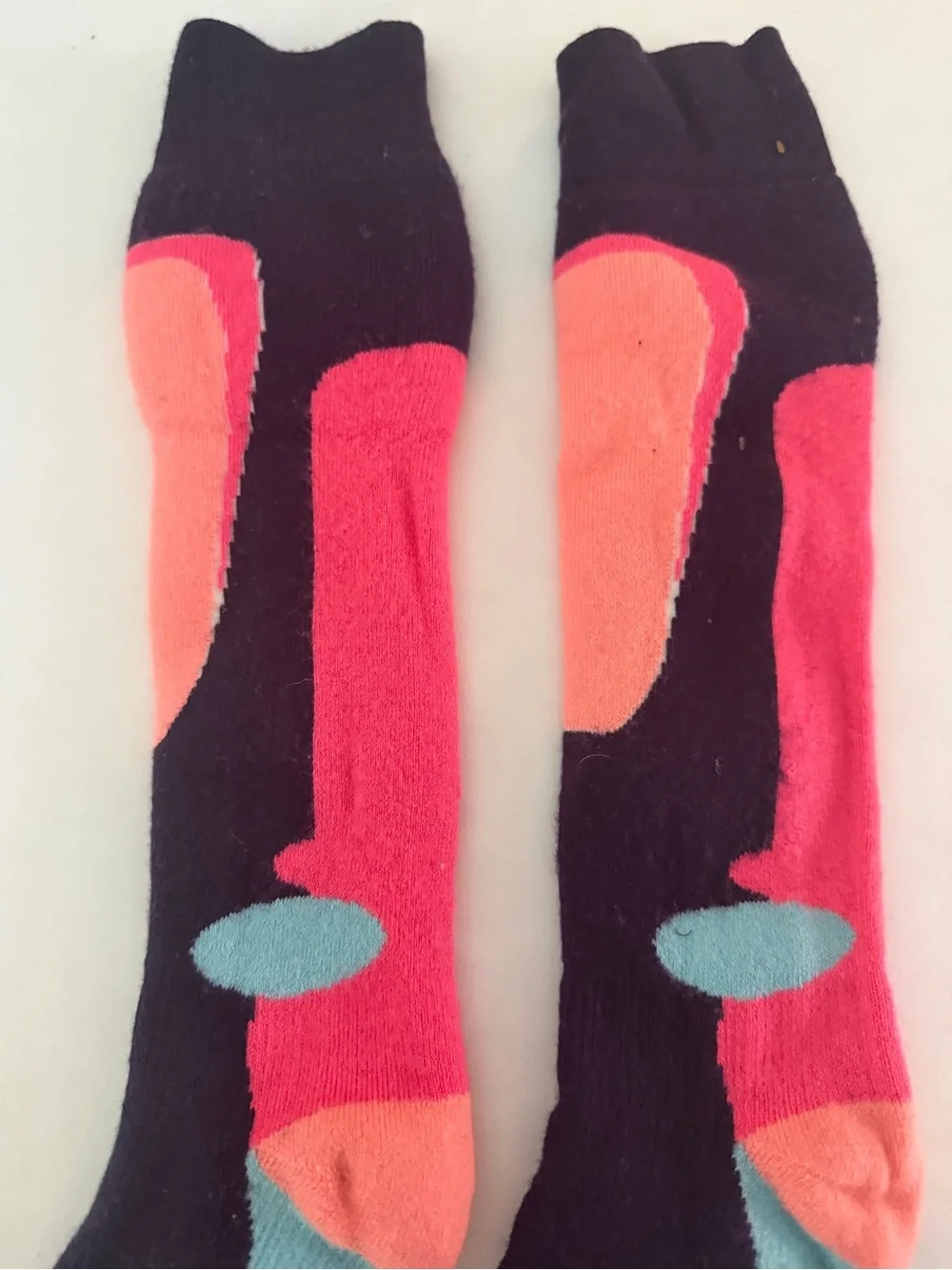 Multi-Color Women’s Ski Socks - Vibrant Pink & Teal Accent